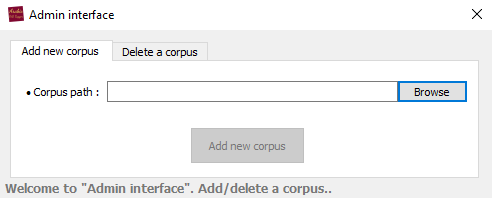 Add new corpus (Admin interface)